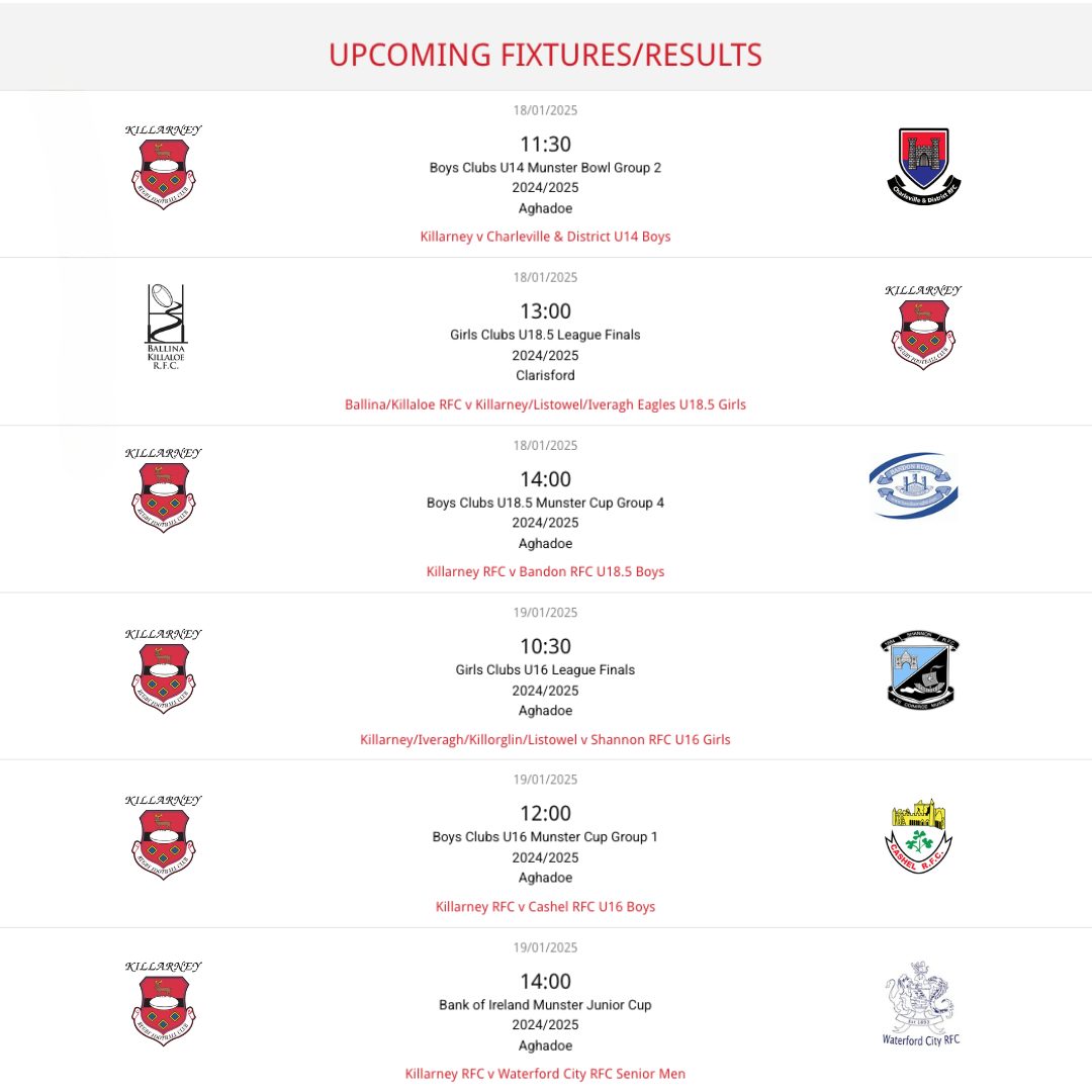 Weekend Fixtures Alert