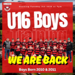 Boys U16 Rugby Training Resumes!