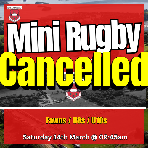 MINI RUGBY UPDATE: TRAINING CANCELLED