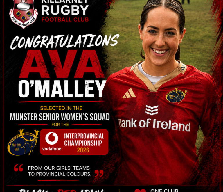 Congratulations to Ava O’Malley on Munster Senior Women’s Selection