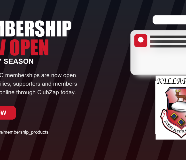 Killarney RFC Memberships Now Open for the 2026/2027 Season